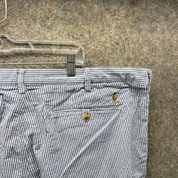 Polo Ralph Lauren Shorts Men 40 Blue Chino Flat Front Stretch Classic Seersucker - Picture 3 of 11